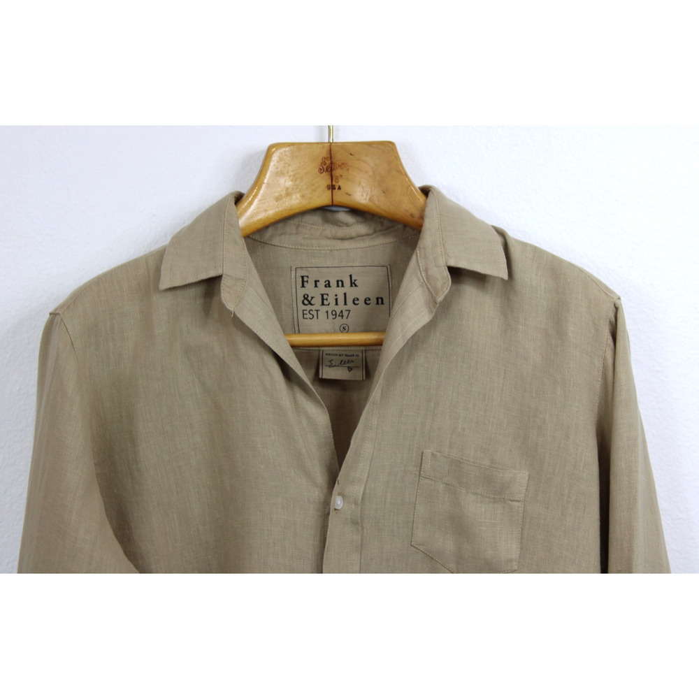 Frank & Eileen "Eileen" Sand Beige 100% Linen Button Up Shirt Women’s Small - Picture 6 of 8